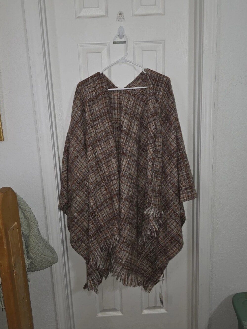 Fashion Apparel & Accessories Burlap Pattern Ruana Wrap RUST One Size
